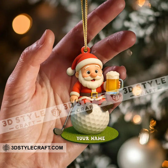 Christmas Golf And Beer Santa, Home Decor, Christmas Ornament, Personalized Ornament style option 2