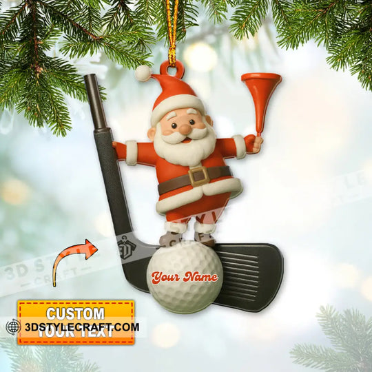 Christmas Golf Santa, Home Decor, Christmas Ornament, Personalized Ornament style option 1