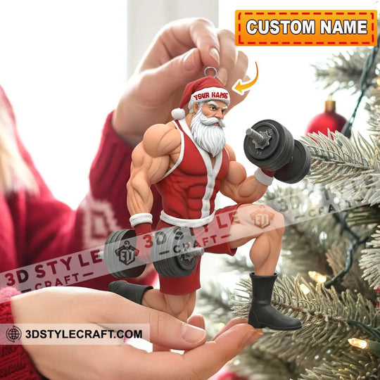 Christmas Gymer Santa, Home Decor, Christmas Ornament, Personalized Ornament style option 2