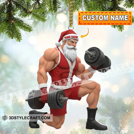 Christmas Gymer Santa, Home Decor, Christmas Ornament, Personalized Ornament style option 1