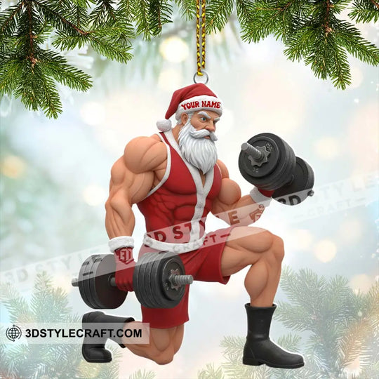Christmas Gymer Santa, Home Decor, Christmas Ornament, Personalized Ornament style option 3