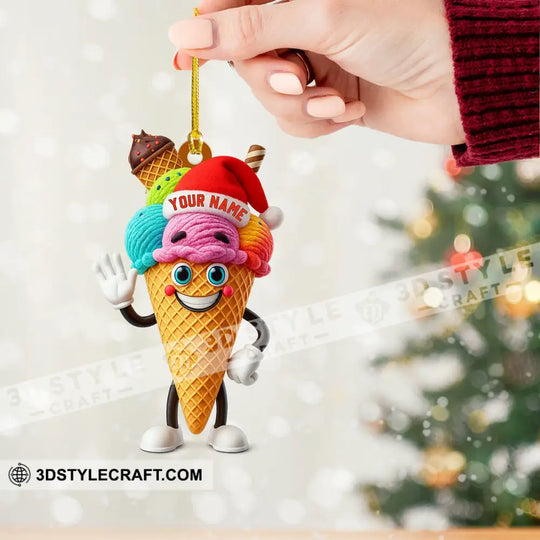 Christmas Ice Cream Santa, Home Decor, Christmas Ornament, Personalized Ornament style option 2