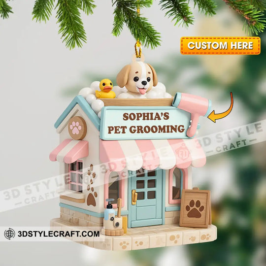 Christmas Pet Grooving, Home Decor, Christmas Ornament, Personalized Ornament style option 1