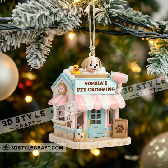 Christmas Pet Grooving, Home Decor, Christmas Ornament, Personalized Ornament style option 3