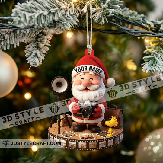 Christmas Photographer Santa Home Decor, Christmas Ornament, Personalized Ornament style option 3