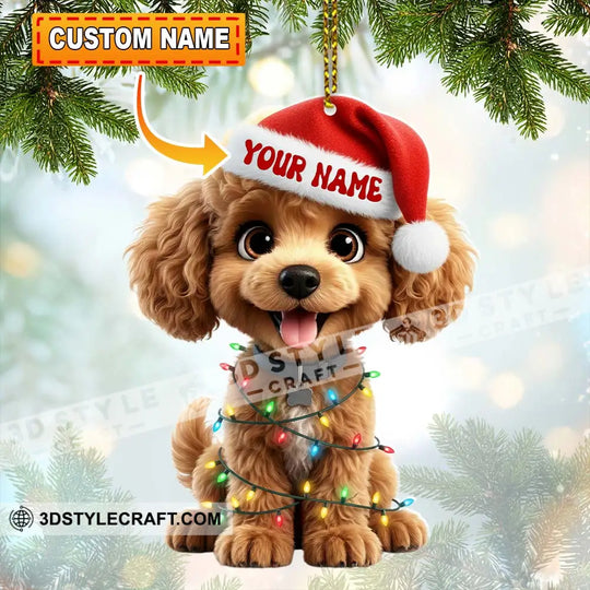 Christmas Poodle Home Decor, Christmas Ornament, Personalized Ornament style option 1