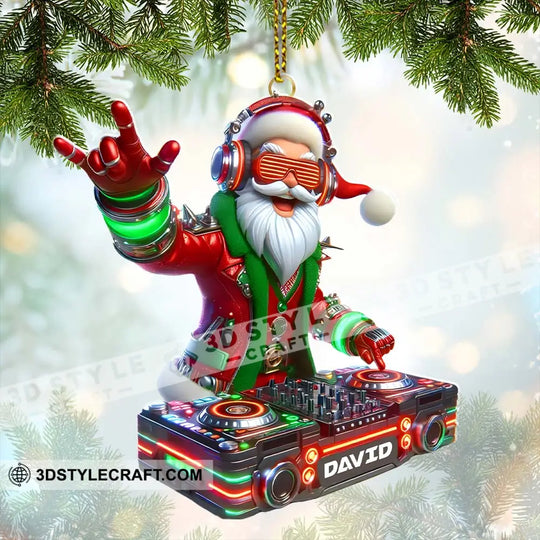 Christmas Santa DJ, Home Decor, Christmas Ornament, Personalized Ornament style option 2