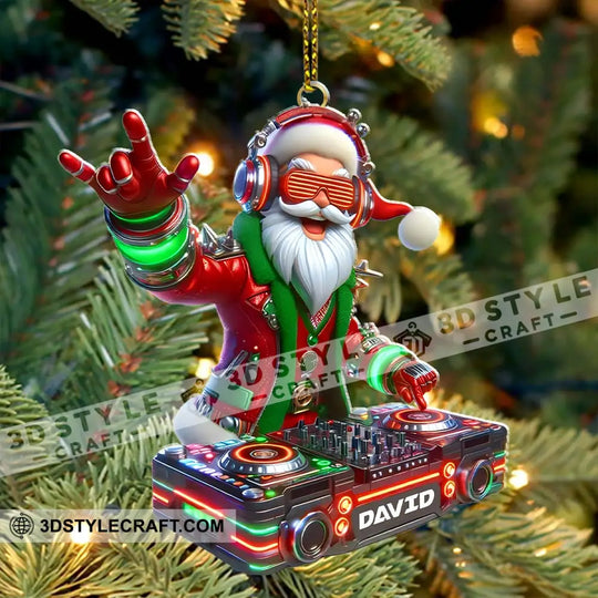 Christmas Santa DJ, Home Decor, Christmas Ornament, Personalized Ornament style option 4