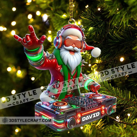 Christmas Santa DJ, Home Decor, Christmas Ornament, Personalized Ornament style option 3