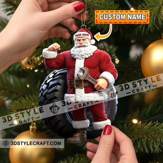 Christmas Santa Mechanic, Home Decor, Christmas Ornament, Personalized Ornament style option 2