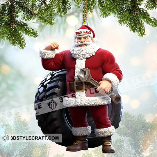 Christmas Santa Mechanic, Home Decor, Christmas Ornament, Personalized Ornament style option 3