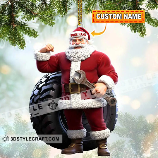 Christmas Santa Mechanic, Home Decor, Christmas Ornament, Personalized Ornament style option 1
