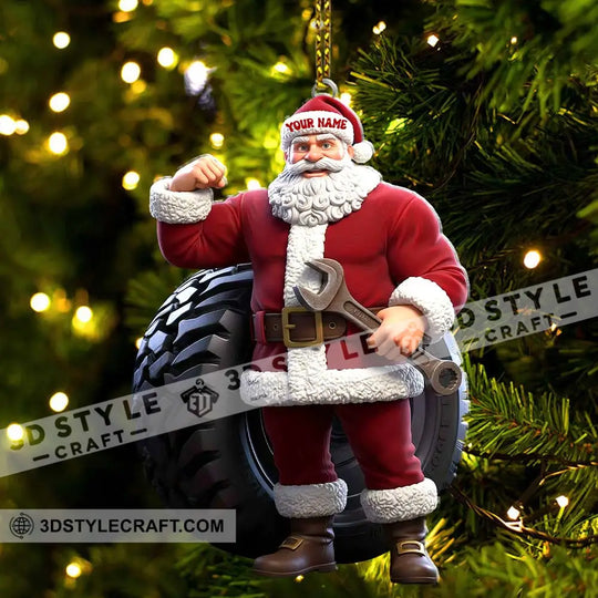 Christmas Santa Mechanic, Home Decor, Christmas Ornament, Personalized Ornament style option 4