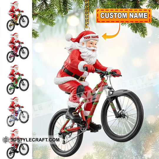 Christmas Santa Mountain Bike, Home Decor, Christmas Ornament, Personalized Ornament style option 1