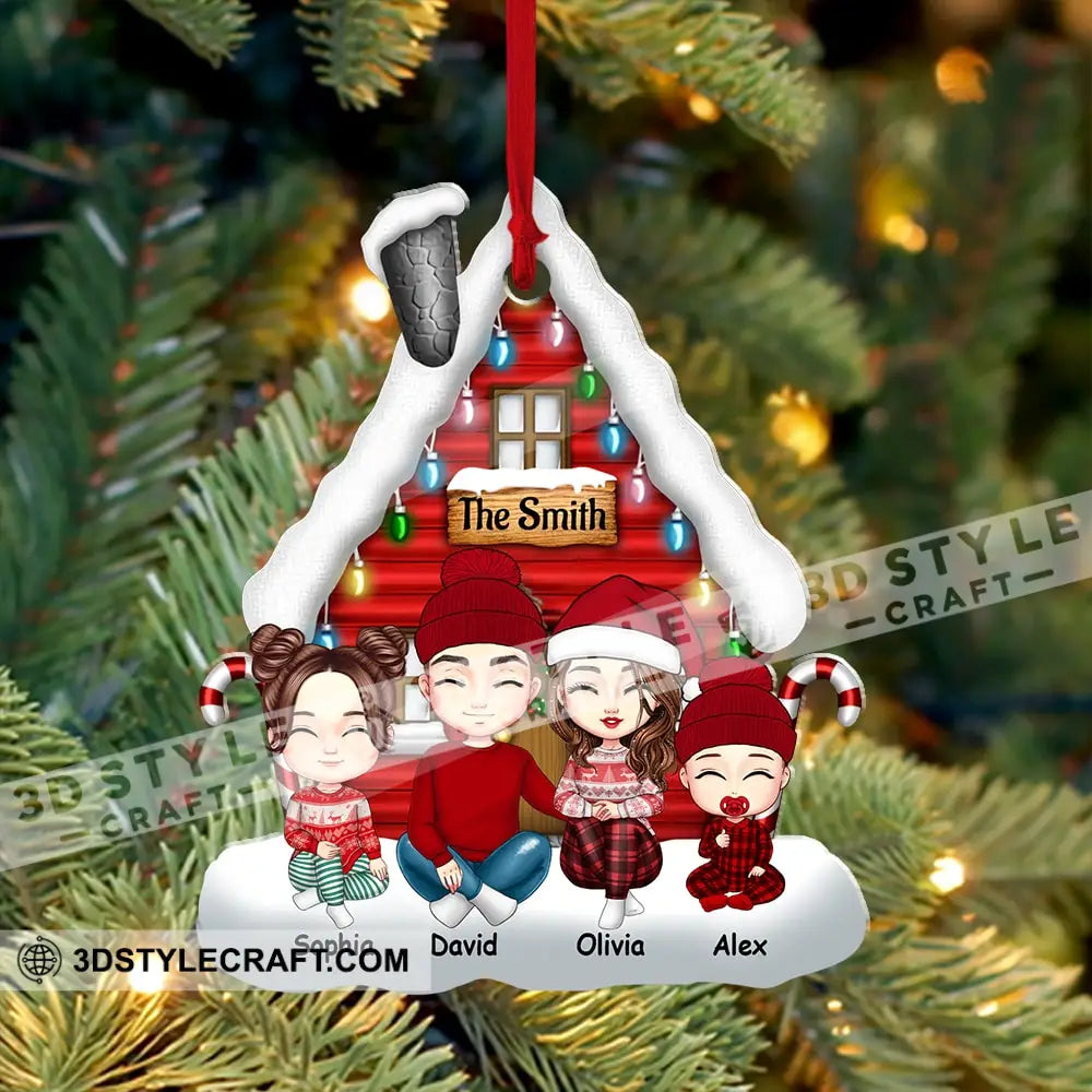 Christmas Snow House Family Members - Personalized Acrylic Ornament Gift For Xmas