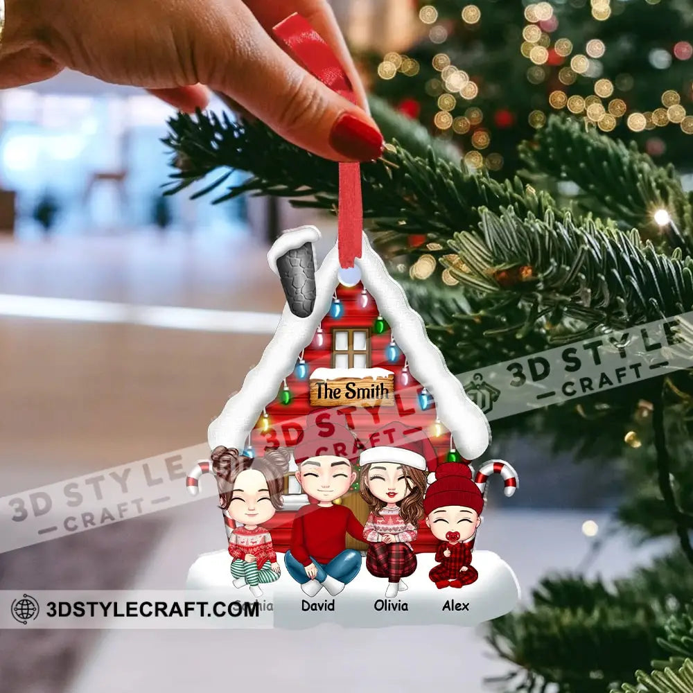 Christmas Snow House Family Members - Personalized Acrylic Ornament Gift For Xmas