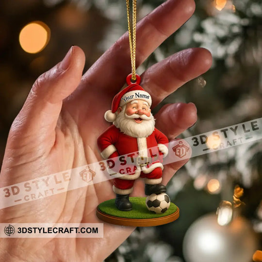 Christmas Soccer Santa, Home Decor, Christmas Ornament, Personalized Ornament style option 2