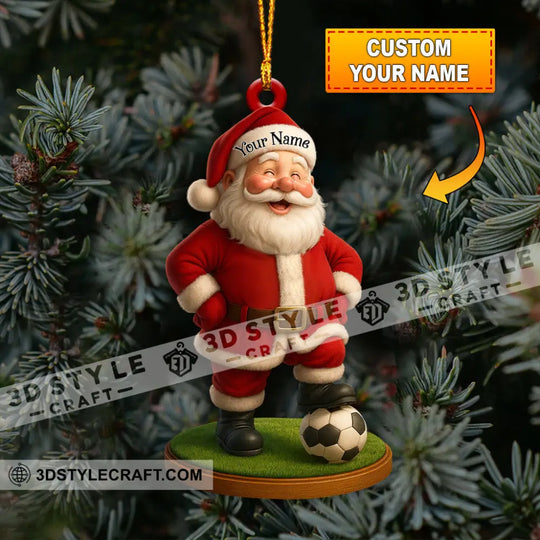 Christmas Soccer Santa, Home Decor, Christmas Ornament, Personalized Ornament style option 1