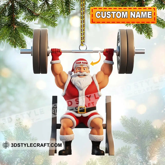 Christmas Weightlifting Santa, Home Decor, Christmas Ornament, Personalized Ornament style option 1