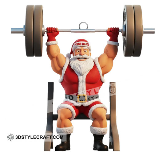 Christmas Weightlifting Santa, Home Decor, Christmas Ornament, Personalized Ornament style option 3