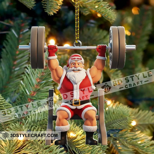 Christmas Weightlifting Santa, Home Decor, Christmas Ornament, Personalized Ornament style option 4