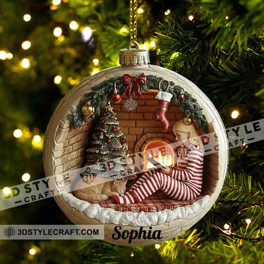 Christmas Woman Loves Books Home Decor, Christmas Ornament, Personalized Ornament style option 3