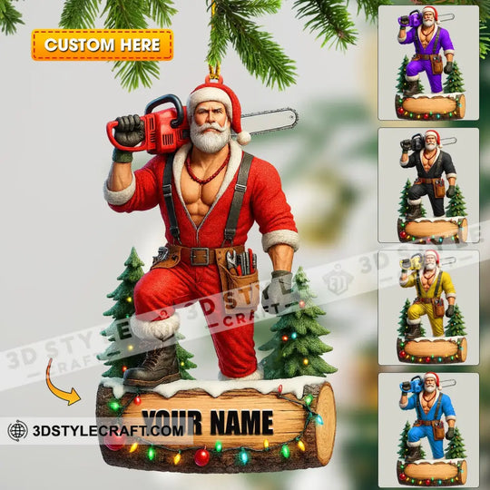 Christmas Woodworker Santa, Home Decor, Christmas Ornament, Personalized Ornament style option 1