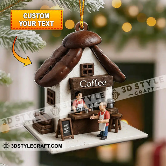 Coffee Lover, Coffee Shop Home Decor, Christmas Ornament, Personalized Ornament style option 1