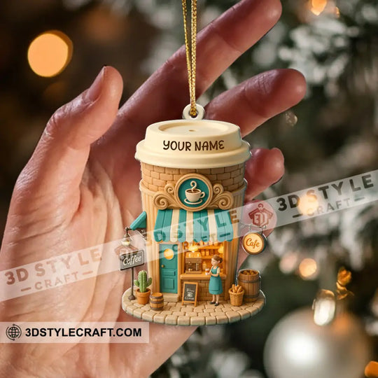 Coffee Lover, Coffee Shop Home Decor, Christmas Ornament, Personalized Ornament style option 2