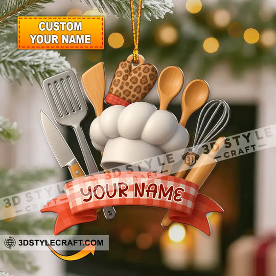 Cooking Lover, Cooking Utensils Home Decor, Christmas Ornament, Personalized Ornament style option 1