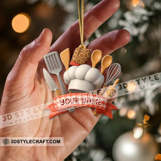 Cooking Lover, Cooking Utensils Home Decor, Christmas Ornament, Personalized Ornament style option 2