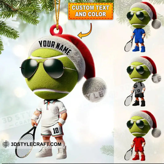 Cool Tennis Player Christmas Ornament Personalized 3.54’’ / 1