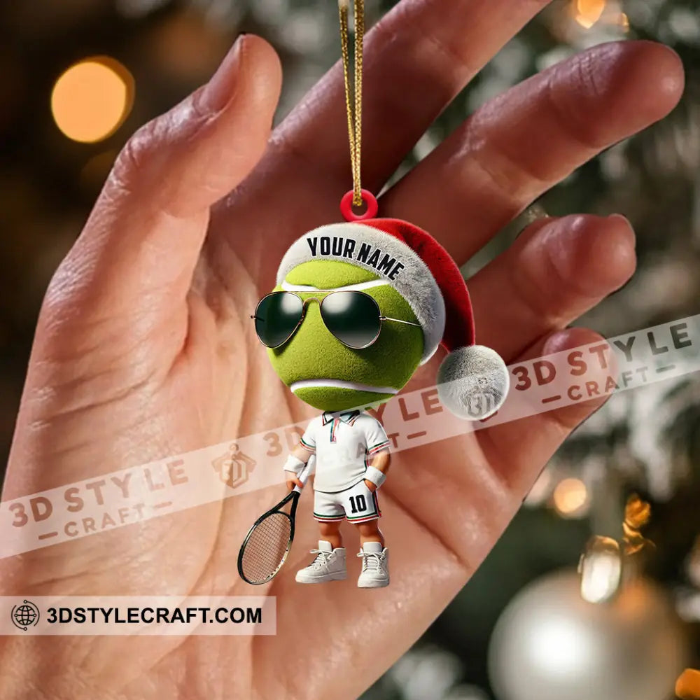 Cool Tennis Player Christmas Ornament Personalized