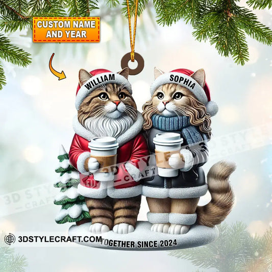 Couple Cats Home Decor Christmas Ornament Personalized 3.54’’ / 1