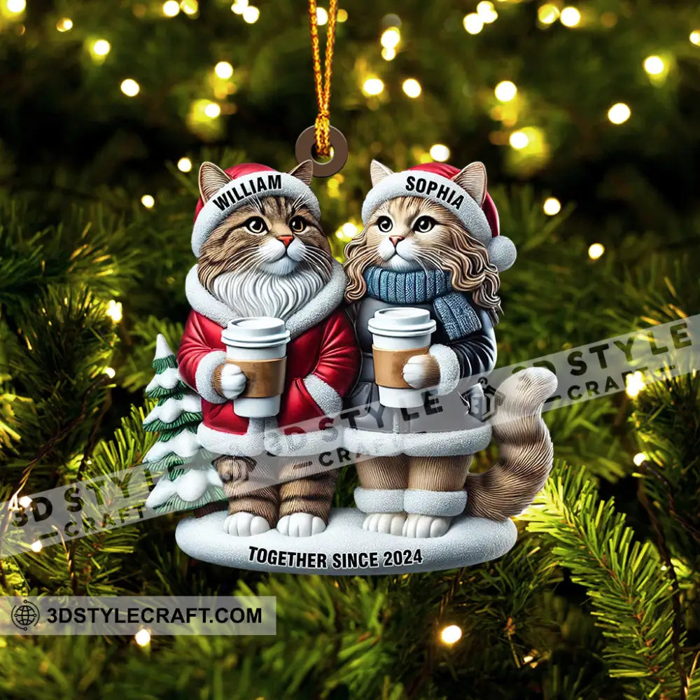 Couple Cats Home Decor Christmas Ornament Personalized