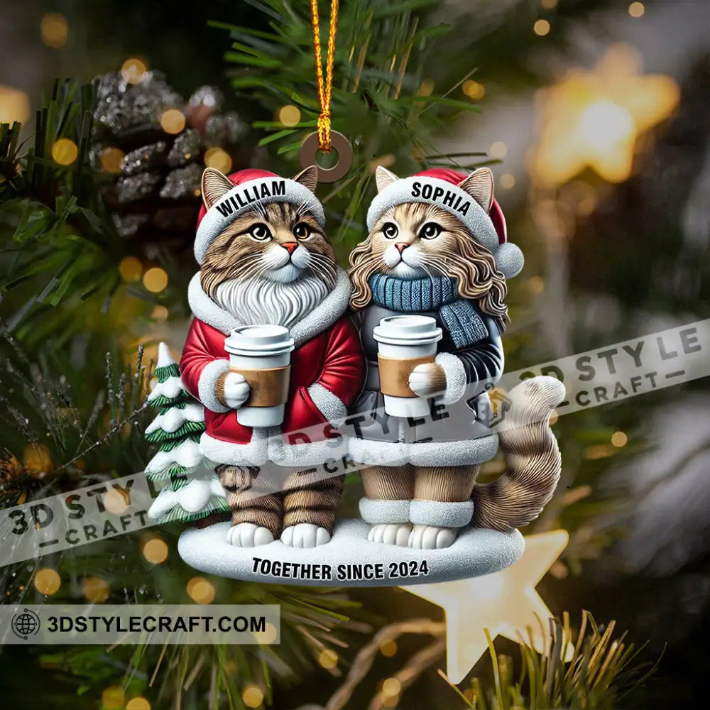 Couple Cats Home Decor Christmas Ornament Personalized