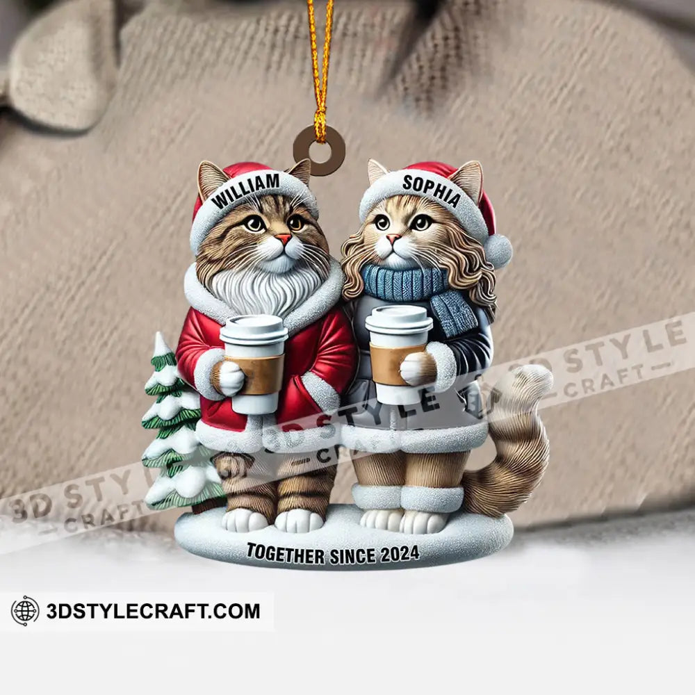 Couple Cats Home Decor Christmas Ornament Personalized