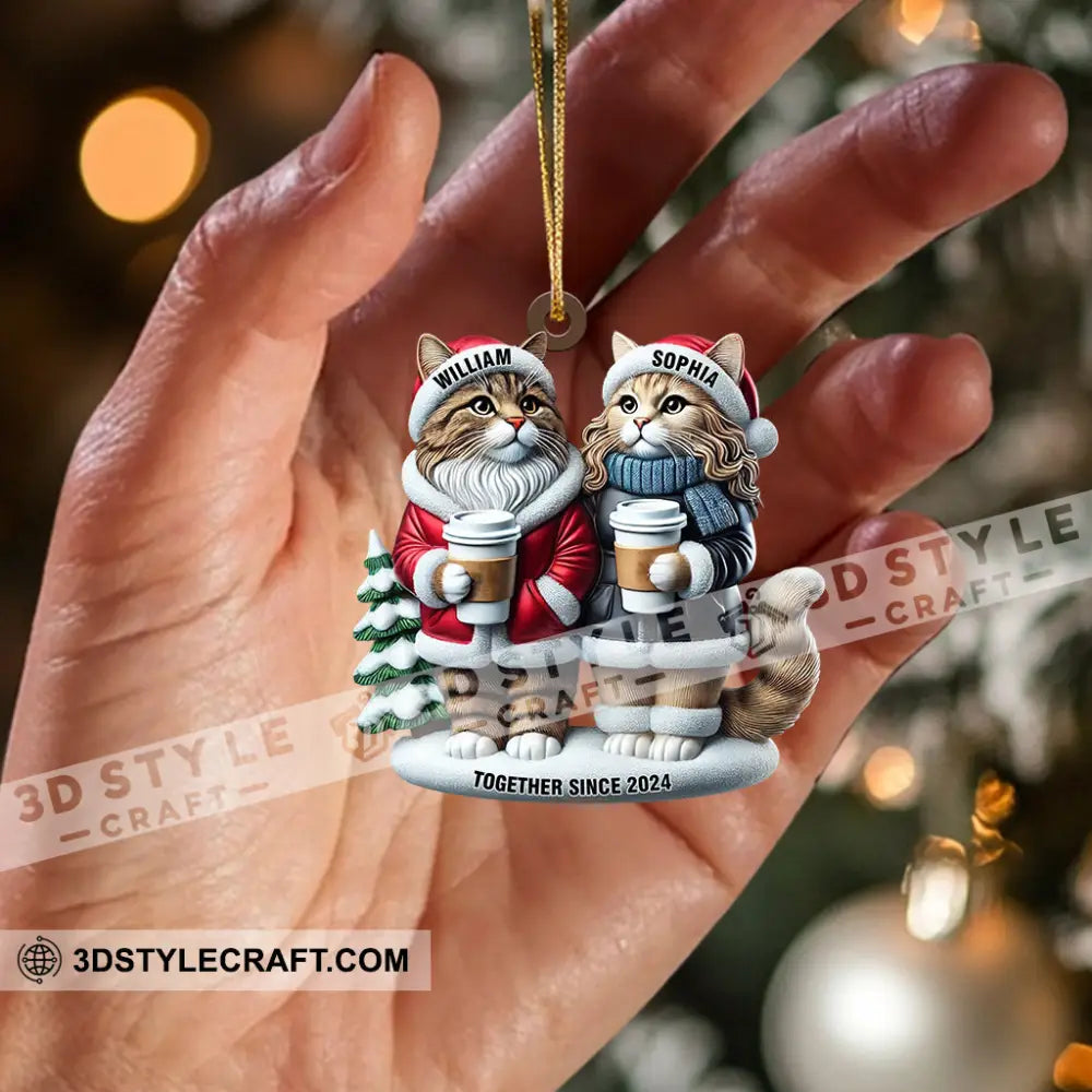 Couple Cats Home Decor Christmas Ornament Personalized