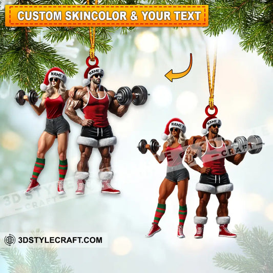 Couple Dumbbell Push Home Decor Christmas Ornament Personalized 3.54’’ / 1