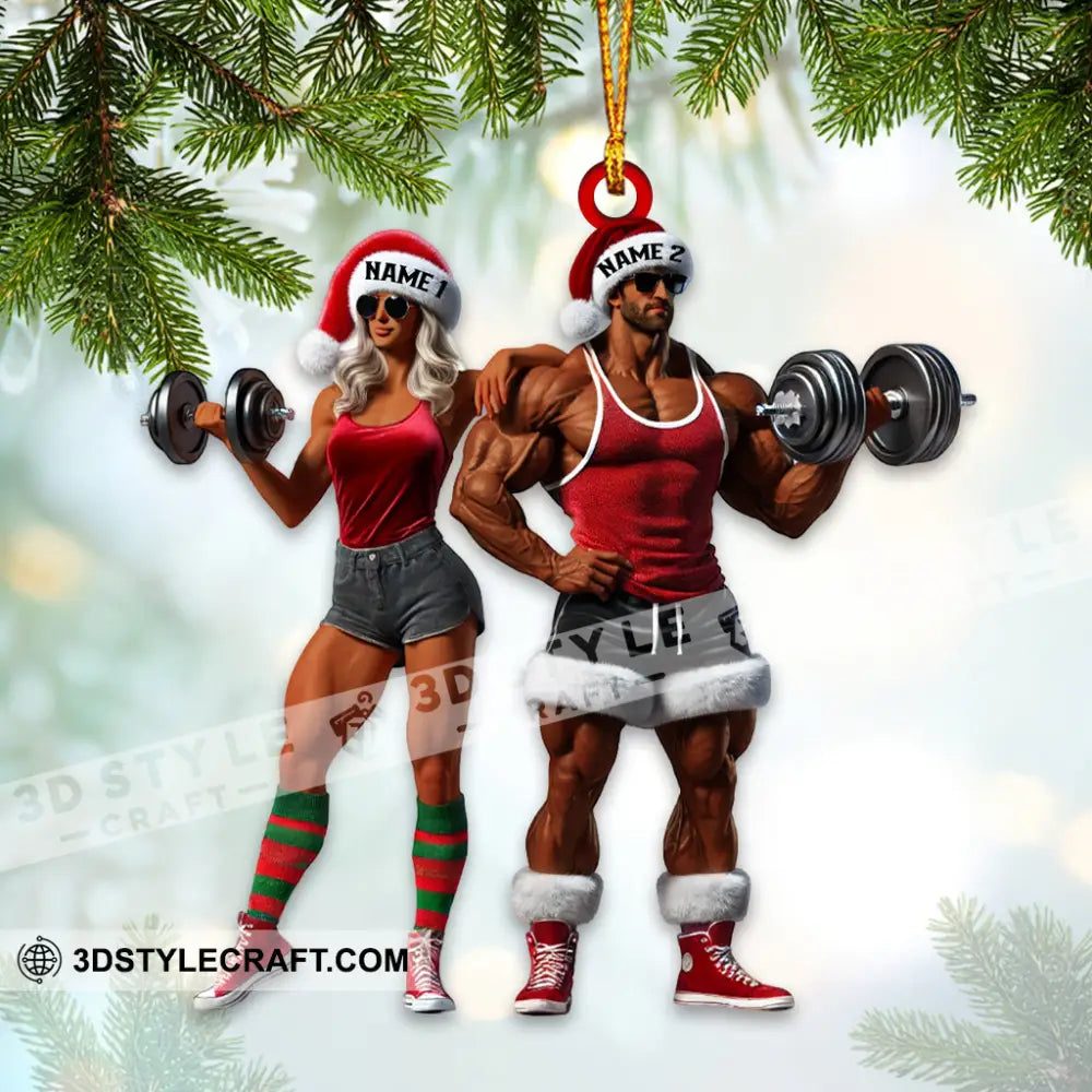 Couple Dumbbell Push Home Decor Christmas Ornament Personalized