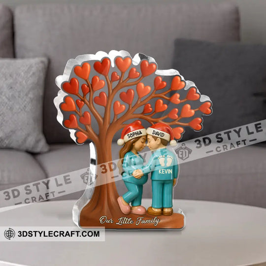 Couple Heart Tree, New Baby Coming - Personalized Custom Shaped Acrylic Plaque style option 2