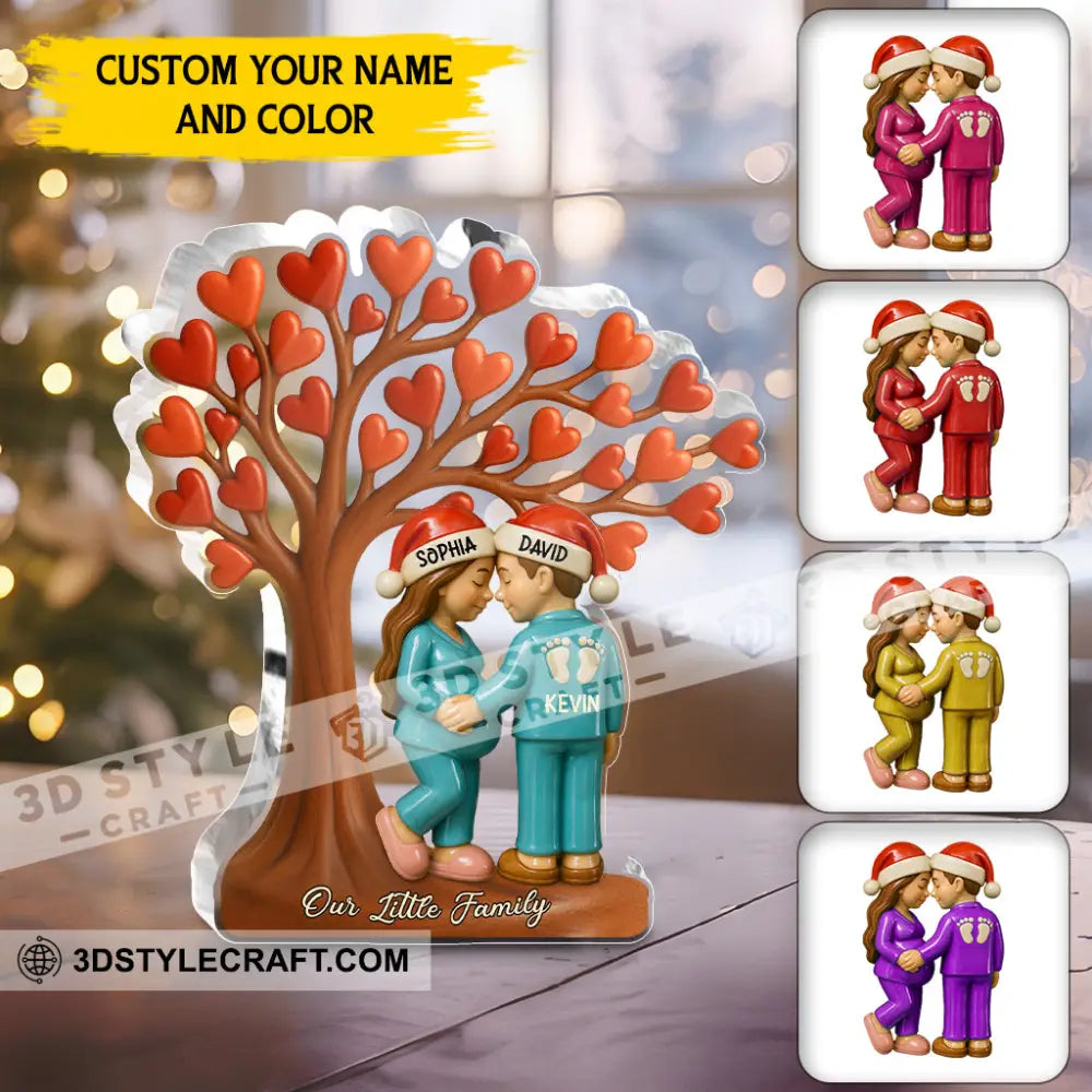 Couple Heart Tree New Baby Coming - Personalized Custom Shaped Acrylic Plaque 4’’ x 4’’ Custom Shaped Acrylic Plaque