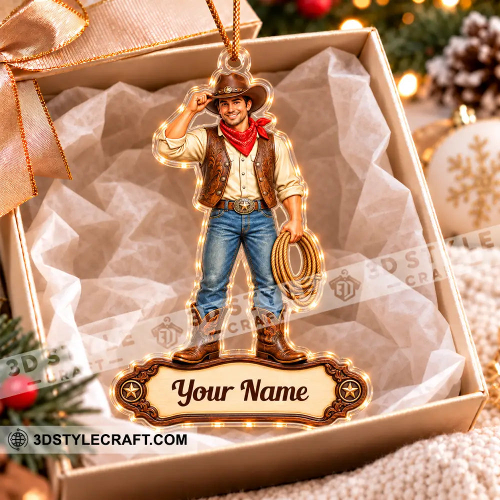 Cowboy Home Decor Christmas Ornament Personalized Ornament - Ornament