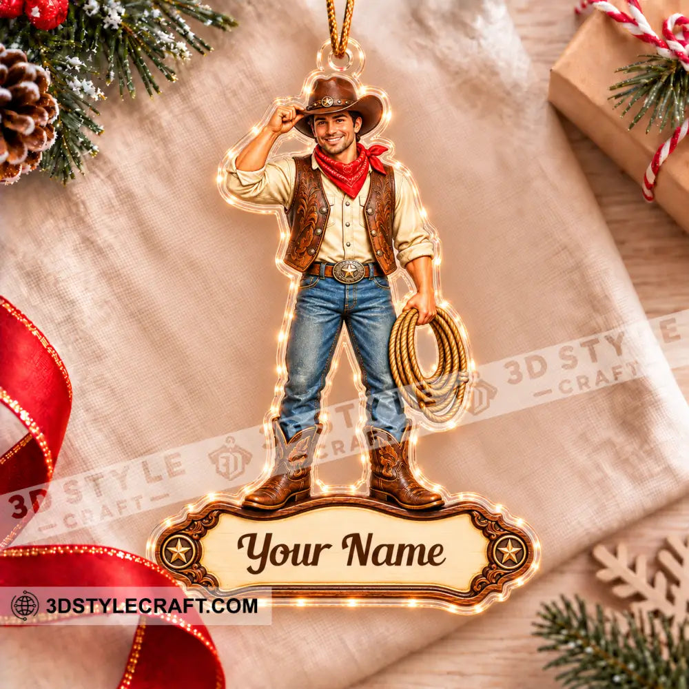 Cowboy Home Decor Christmas Ornament Personalized Ornament - Ornament