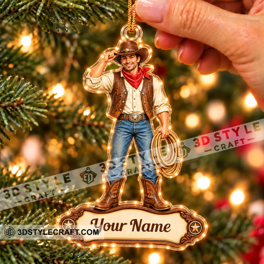 Cowboy Home Decor, Christmas Ornament, Personalized Ornament style option 4