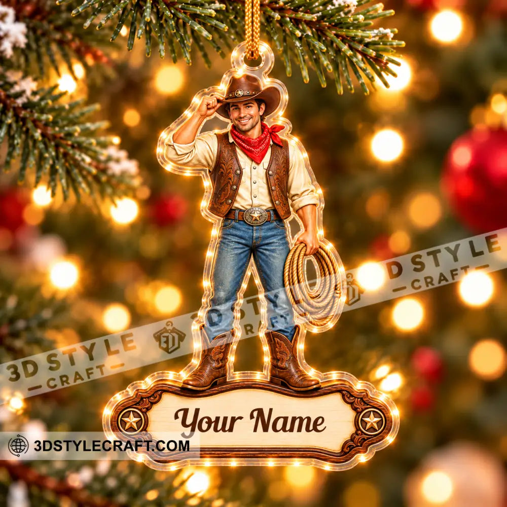 Cowboy Home Decor Christmas Ornament Personalized Ornament - Ornament