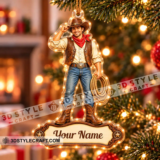 Cowboy Home Decor, Christmas Ornament, Personalized Ornament style option 2