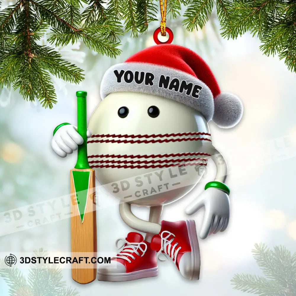 Cricket Ball Christmas Ornament Personalized