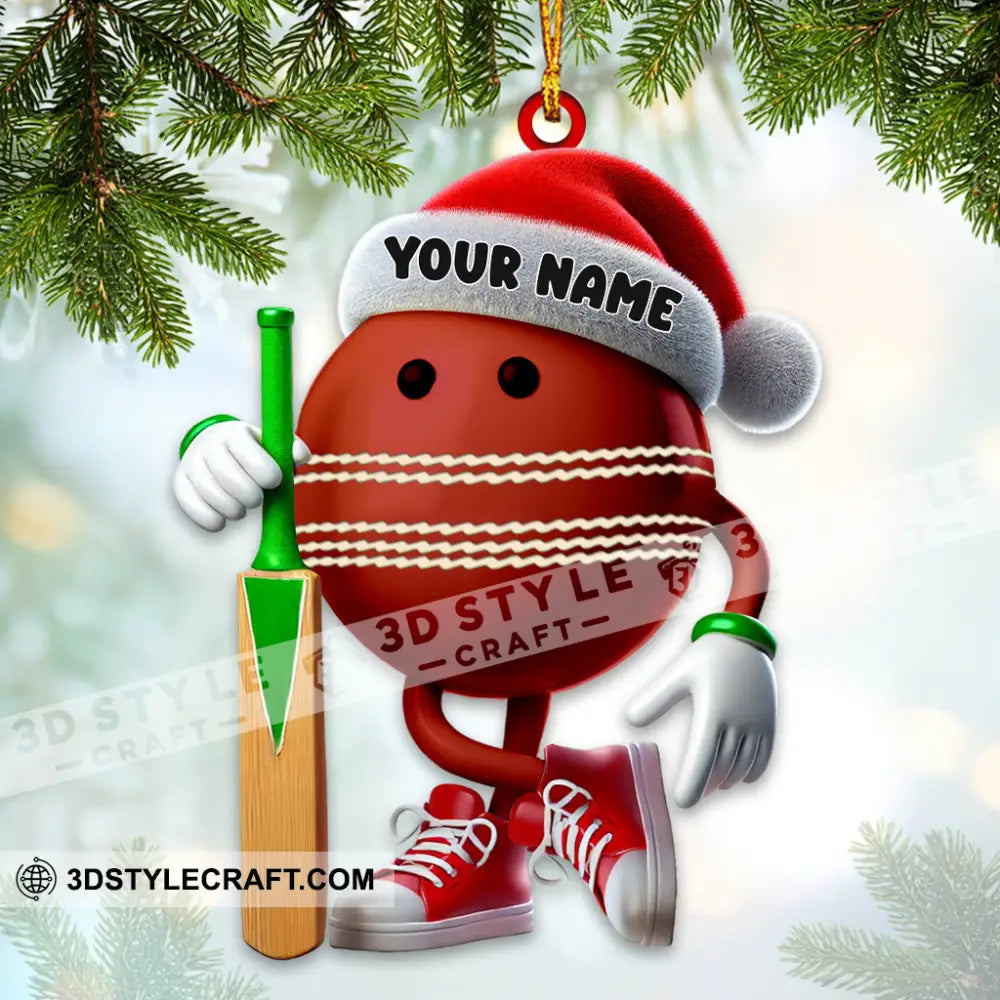 Cricket Ball Christmas Ornament Personalized