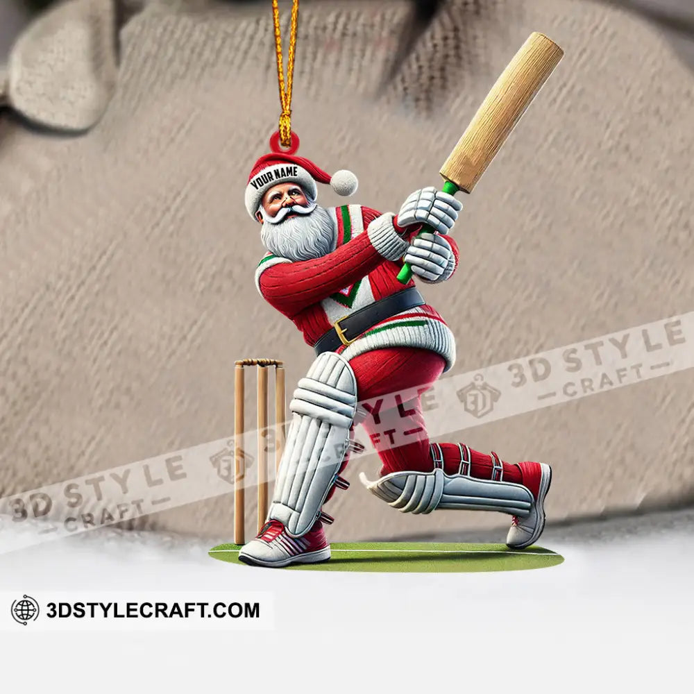 Cricket Ball Santa Pose Christmas Ornament Personalized